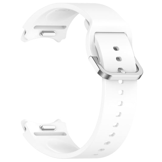 For Samsung Galaxy Watch FE 40mm Solid Color Silver Buckle Quick Release Silicone Watch Band(White) by bashfashion