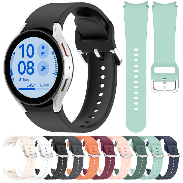 For Samsung Galaxy Watch FE 40mm Solid Color Silver Buckle Quick Release Silicone Watch Band(White) by bashfashion