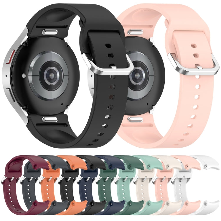 For Samsung Galaxy Watch 4 40mm Solid Color Silver Buckle Quick Release Silicone Watch Band(Starlight) by bashfashion