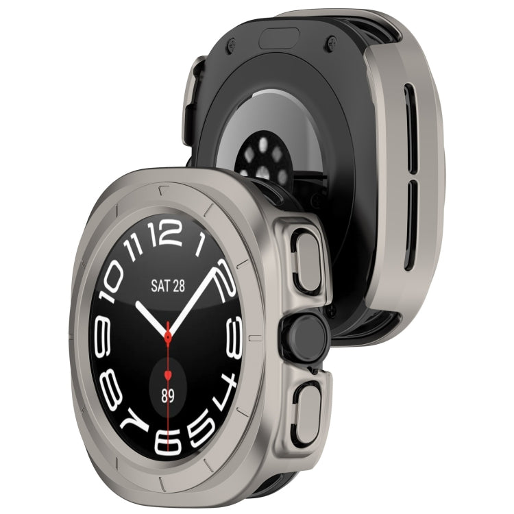 For Samsung Galaxy Watch Ultra 47mm / Ultra 2025 Half Coverage Hollowed PC Watch Protective Cover(Titanium Color) by bashfashion