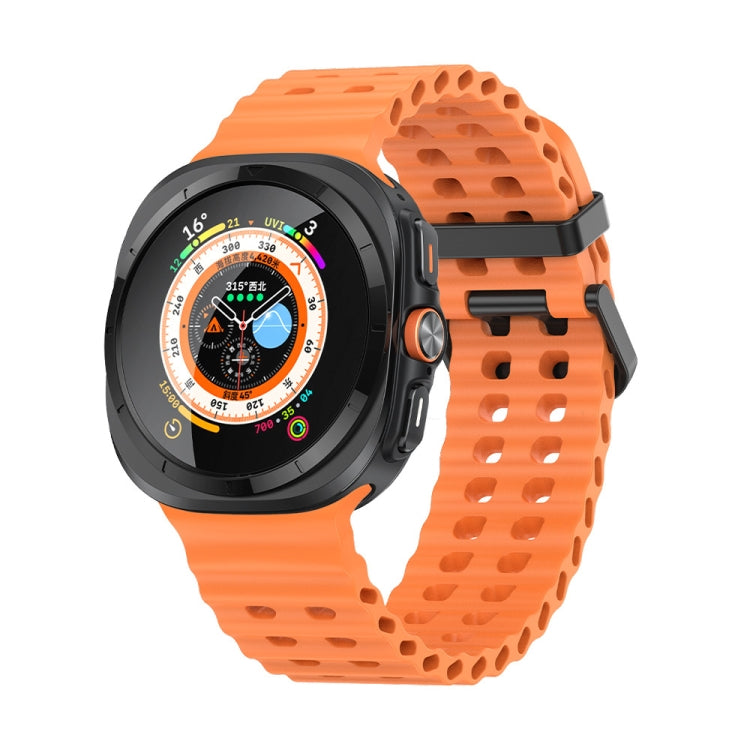 For Samsung Galaxy Watch Ultra 47mm / Ultra 2025 Ocean Dual Row Hole Silicone Watch Band(Orange) by bashfashion