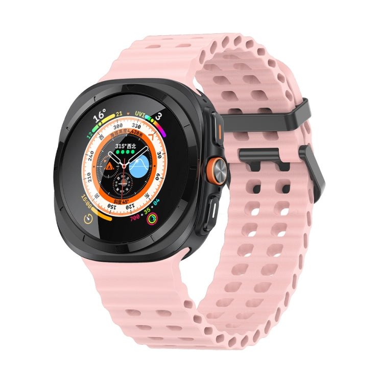 For Samsung Galaxy Watch Ultra 47mm / Ultra 2025 Ocean Dual Row Hole Silicone Watch Band(Pink) by bashfashion
