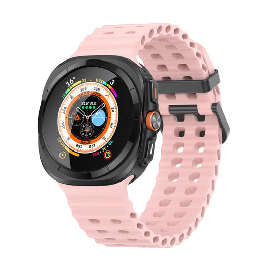 For Samsung Galaxy Watch Ultra 47mm / Ultra 2025 Ocean Dual Row Hole Silicone Watch Band(Pink) by bashfashion