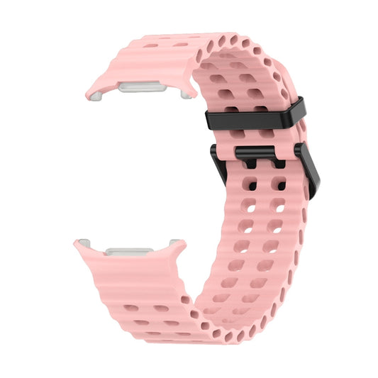 For Samsung Galaxy Watch Ultra 47mm / Ultra 2025 Ocean Dual Row Hole Silicone Watch Band(Pink) by bashfashion