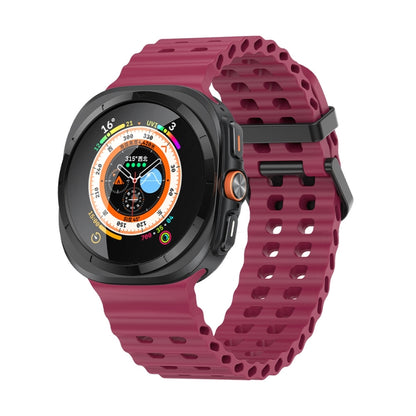 For Samsung Galaxy Watch Ultra 47mm / Ultra 2025 Ocean Dual Row Hole Silicone Watch Band(Wine Red) by bashfashion