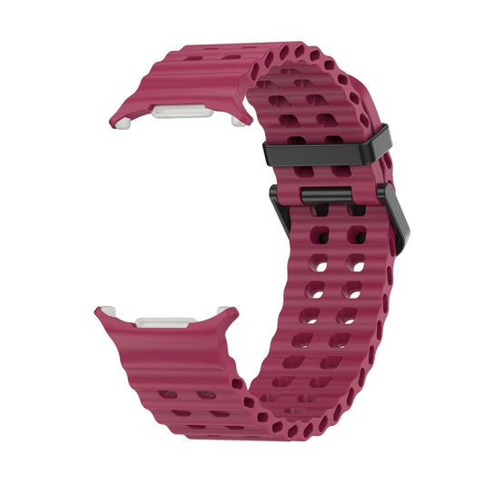 For Samsung Galaxy Watch Ultra 47mm / Ultra 2025 Ocean Dual Row Hole Silicone Watch Band(Wine Red) by bashfashion
