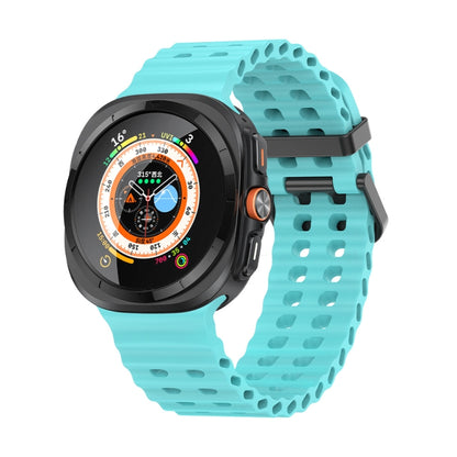 For Samsung Galaxy Watch Ultra 47mm / Ultra 2025 Ocean Dual Row Hole Silicone Watch Band(Teal) by bashfashion