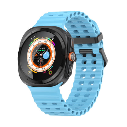 For Samsung Galaxy Watch Ultra 47mm / Ultra 2025 Ocean Dual Row Hole Silicone Watch Band(Sky Blue) by bashfashion
