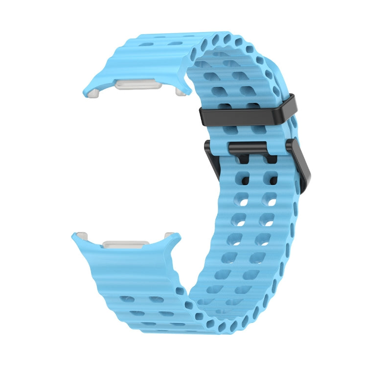 For Samsung Galaxy Watch Ultra 47mm / Ultra 2025 Ocean Dual Row Hole Silicone Watch Band(Sky Blue) by bashfashion