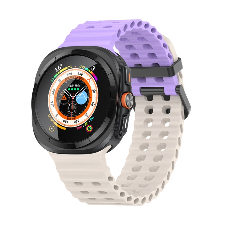 For Samsung Galaxy Watch Ultra 47mm / Ultra 2025 Ocean Dual Row Hole Silicone Watch Band(Purple+Starlight) by bashfashion