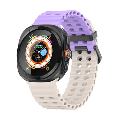 For Samsung Galaxy Watch Ultra 47mm / Ultra 2025 Ocean Dual Row Hole Silicone Watch Band(Purple+Starlight) by bashfashion