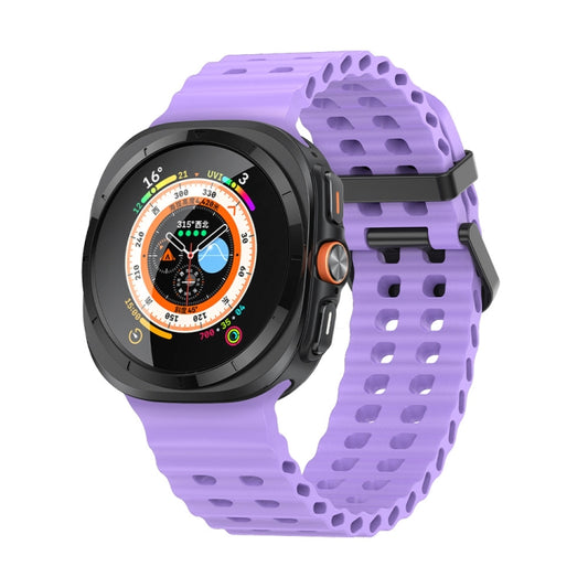 For Samsung Galaxy Watch Ultra 47mm / Ultra 2025 Ocean Dual Row Hole Silicone Watch Band(Purple) by bashfashion