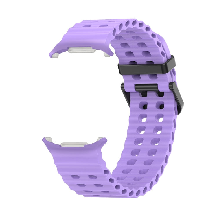 For Samsung Galaxy Watch Ultra 47mm / Ultra 2025 Ocean Dual Row Hole Silicone Watch Band(Purple) by bashfashion