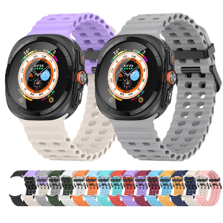 For Samsung Galaxy Watch Ultra 47mm / Ultra 2025 Ocean Dual Row Hole Silicone Watch Band(Purple) by bashfashion