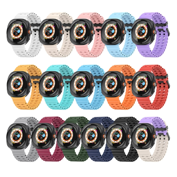 For Samsung Galaxy Watch Ultra 47mm / Ultra 2025 Ocean Dual Row Hole Silicone Watch Band(Grey) by bashfashion
