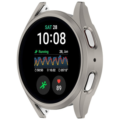 For Sansung Galaxy Watch 7 40mm Half Pack Hollow PC Watch Protective Case(Titanium Steel Color) by bashfashion