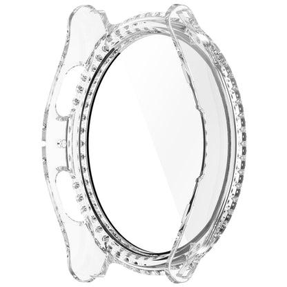 For Samsung Galaxy Watch 7 40mm Single Row Diamond PC + Tempered Film Integrated Watch Protective Case(Transparent White) by bashfashion