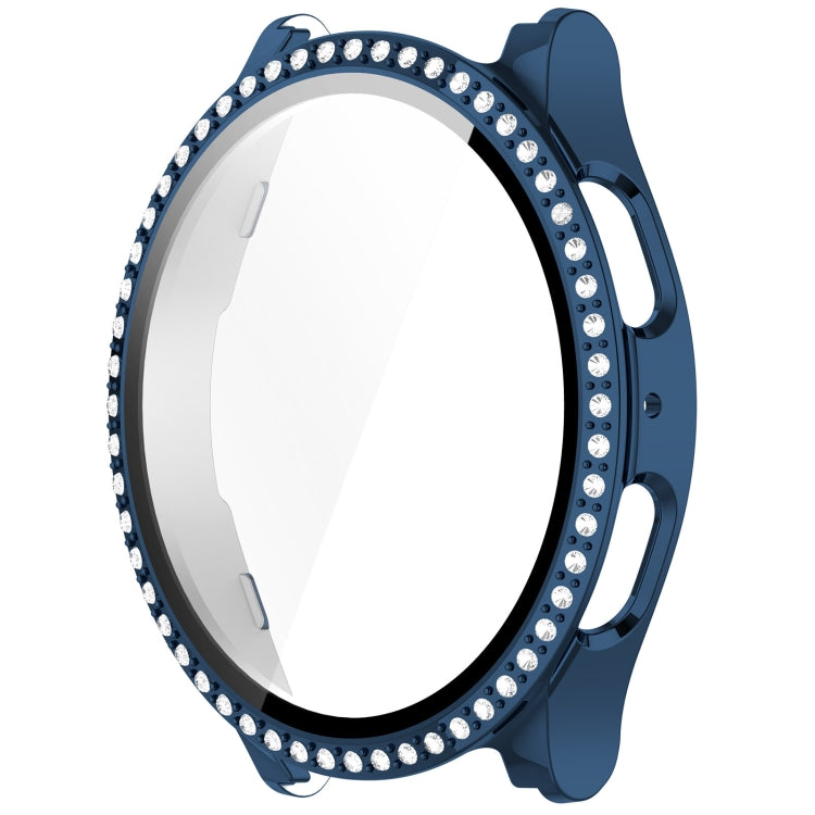 For Samsung Galaxy Watch 7 40mm Single Row Diamond PC + Tempered Film Integrated Watch Protective Case(Midnight Blue) by bashfashion