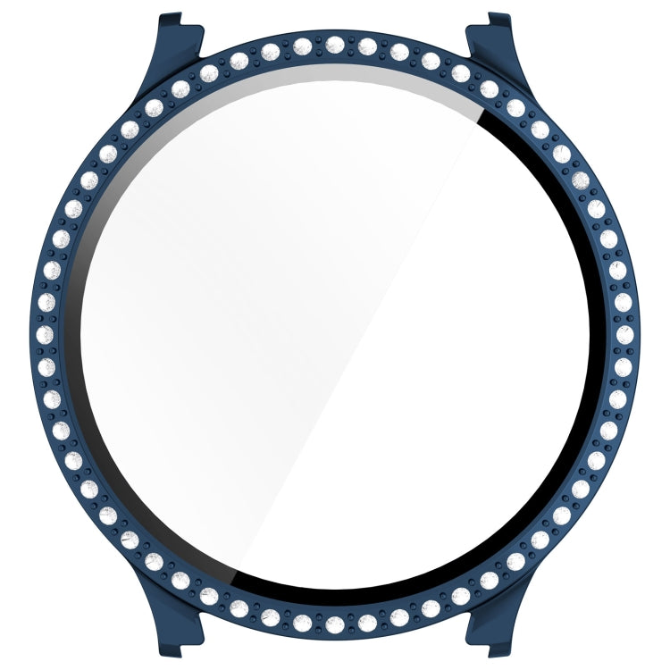 For Samsung Galaxy Watch 7 40mm Single Row Diamond PC + Tempered Film Integrated Watch Protective Case(Midnight Blue) by bashfashion