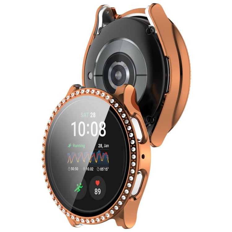For Samsung Galaxy Watch 7 40mm Single Row Diamond PC + Tempered Film Integrated Watch Protective Case(Rose Gold) by bashfashion