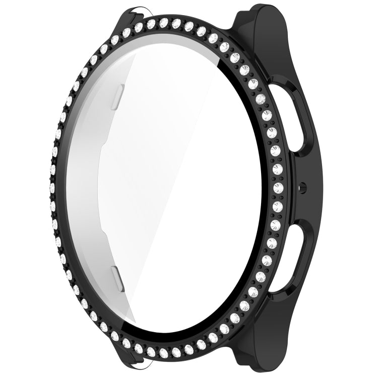For Samsung Galaxy Watch 7 40mm Single Row Diamond PC + Tempered Film Integrated Watch Protective Case(Black) by bashfashion