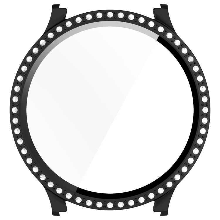 For Samsung Galaxy Watch 7 40mm Single Row Diamond PC + Tempered Film Integrated Watch Protective Case(Black) by bashfashion