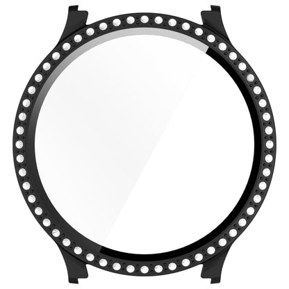 For Samsung Galaxy Watch 7 40mm Single Row Diamond PC + Tempered Film Integrated Watch Protective Case(Black) by bashfashion