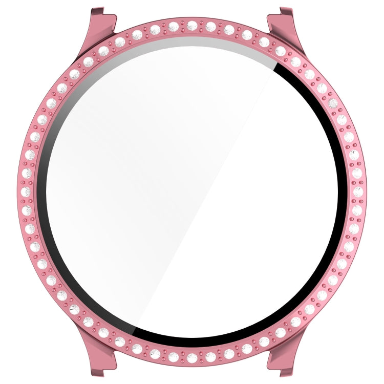 For Samsung Galaxy Watch 7 40mm Single Row Diamond PC + Tempered Film Integrated Watch Protective Case(Pink) by bashfashion
