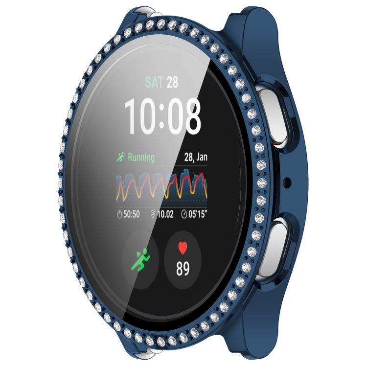 For Samsung Galaxy Watch 7 44mm Single Row Diamond PC + Tempered Film Integrated Watch Protective Case(Midnight Blue) by bashfashion