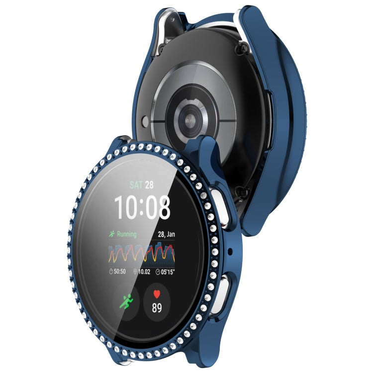 For Samsung Galaxy Watch 7 44mm Single Row Diamond PC + Tempered Film Integrated Watch Protective Case(Midnight Blue) by bashfashion