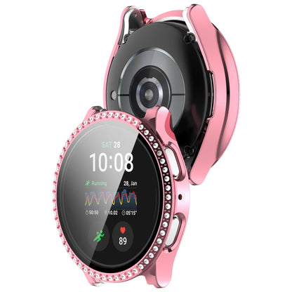 For Samsung Galaxy Watch 7 44mm Single Row Diamond PC + Tempered Film Integrated Watch Protective Case(Pink) by bashfashion