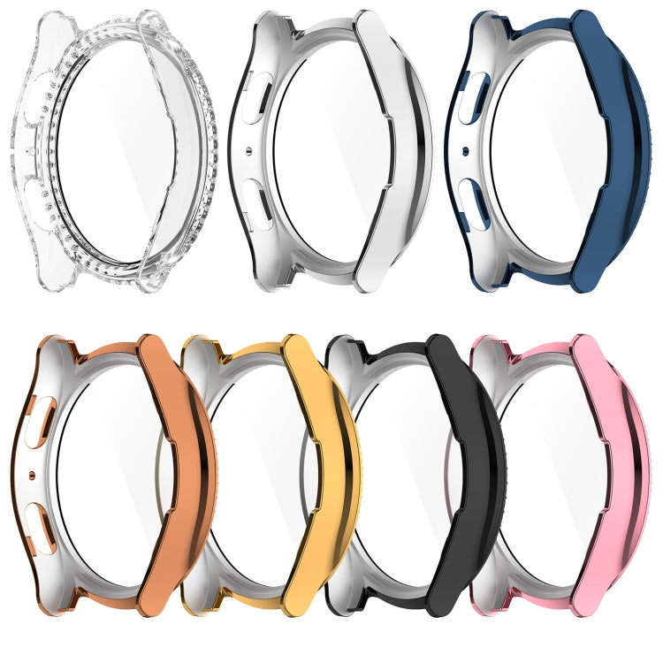 For Samsung Galaxy Watch 7 44mm Single Row Diamond PC + Tempered Film Integrated Watch Protective Case(Rose Gold) by bashfashion