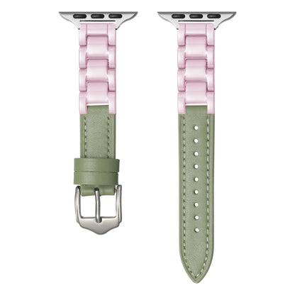 For Apple Watch Ultra 2 49mm Ceramic Color Buckle Contrast Leather Watch Band(Mint Green+Pink+Silver Buckle) by bashfashion