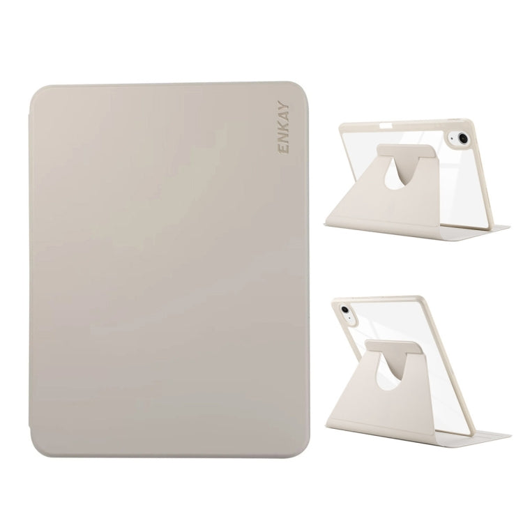 For iPad Air 13 2025 / 2024 ENKAY 360 Rotation PMMA Leather Smart Tablet Case with Pen Slot(Grey) by ENKAY