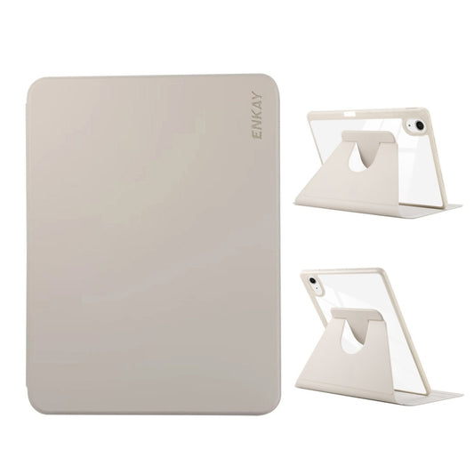 For iPad Air 13 2025 / 2024 ENKAY 360 Rotation PMMA Leather Smart Tablet Case with Pen Slot(Grey) by ENKAY