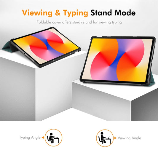 For Huawei MatePad SE 11 2024 ENKAY Tri-fold Custer Texture Platic Leather Tablet Case(Grey) by ENKAY