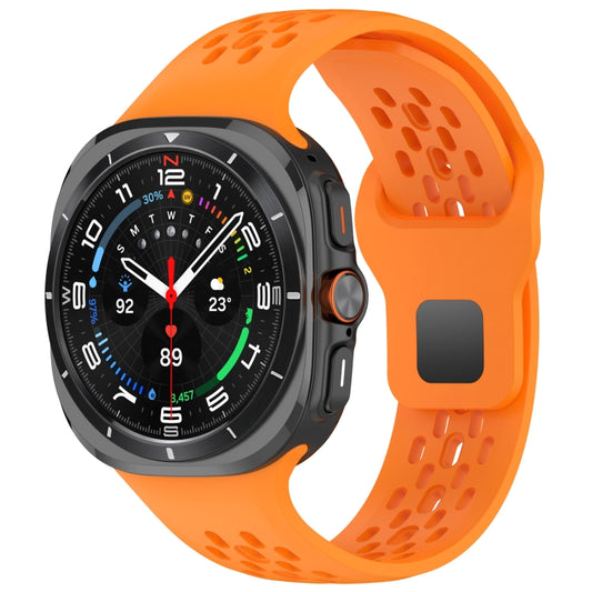 For Samsung Galaxy Watch Ultra 47mm Holes Style Square Buckle Solid Color Silicone Watch Band(Orange) by bashfashion