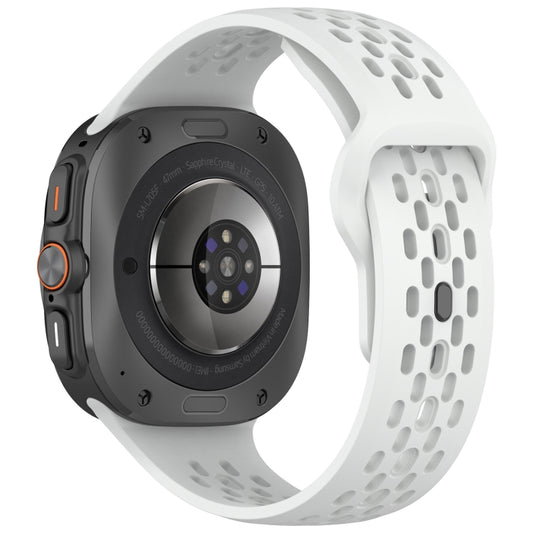 For Samsung Galaxy Watch Ultra 47mm Holes Style Square Buckle Solid Color Silicone Watch Band(White) by bashfashion