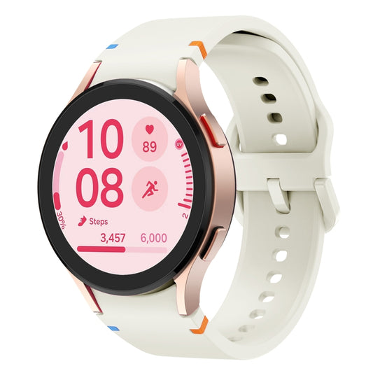 For Samsung Galaxy Watch FE 40mm Flat Sewing Design Silicone Watch Band(White) by bashfashion