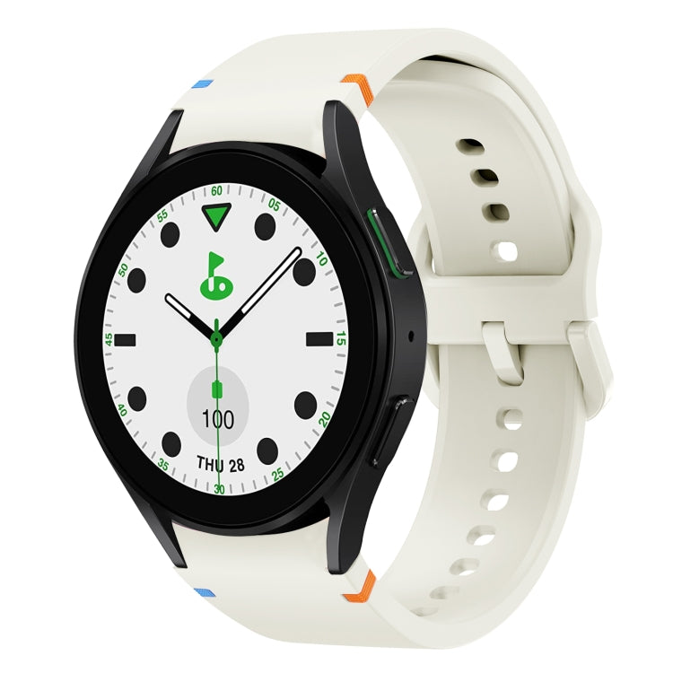 For Samsung Galaxy Watch 5 Golf Edition Flat Sewing Design Silicone Watch Band(White) by bashfashion