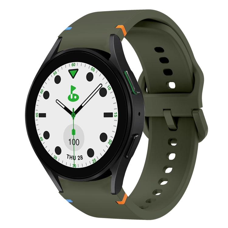 For Samsung Galaxy Watch 5 Golf Edition Flat Sewing Design Silicone Watch Band(Army Green) by bashfashion