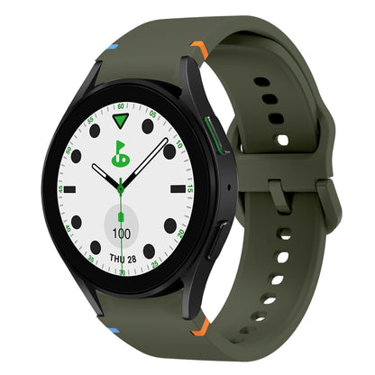 For Samsung Galaxy Watch 5 Golf Edition Flat Sewing Design Silicone Watch Band(Army Green) by bashfashion