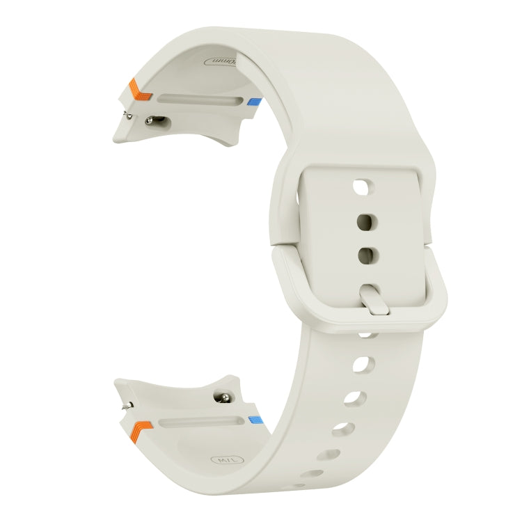 For Samsung Galaxy Watch 5 40 / 44mm Flat Sewing Design Silicone Watch Band(White) by bashfashion