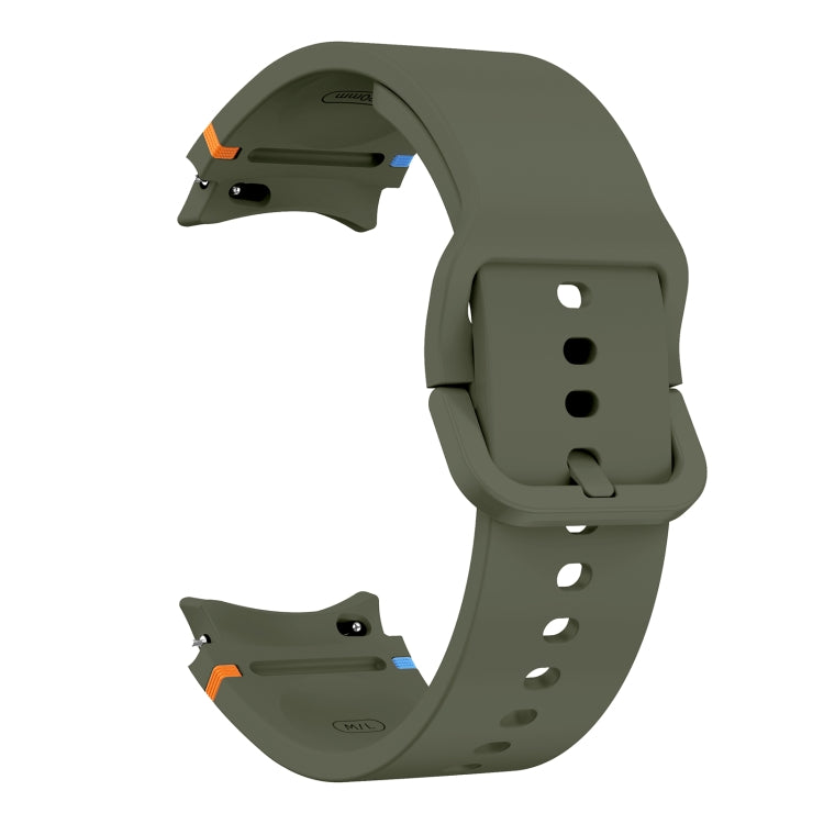 For Samsung Galaxy Watch 5 40 / 44mm Flat Sewing Design Silicone Watch Band(Army Green) by bashfashion