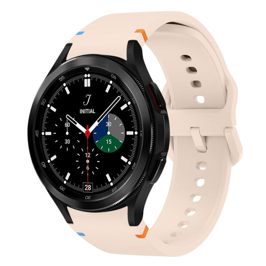 For Samsung Galaxy Watch 4 Classic 42 / 46mm Flat Sewing Design Silicone Watch Band(Pink) by bashfashion