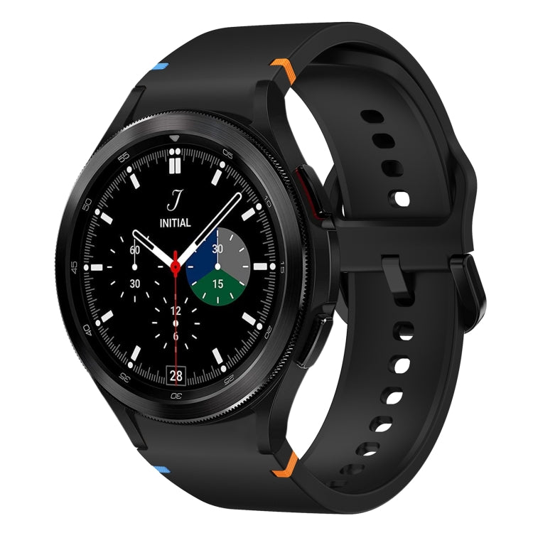 For Samsung Galaxy Watch 4 Classic 42 / 46mm Flat Sewing Design Silicone Watch Band(Black) by bashfashion