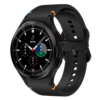 For Samsung Galaxy Watch 4 Classic 42 / 46mm Flat Sewing Design Silicone Watch Band(Black) by bashfashion