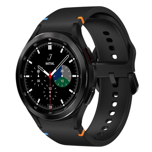 For Samsung Galaxy Watch 4 Classic 42 / 46mm Flat Sewing Design Silicone Watch Band(Black) by bashfashion