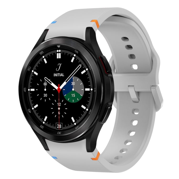 For Samsung Galaxy Watch 4 Classic 42 / 46mm Flat Sewing Design Silicone Watch Band(Light Gray) by bashfashion