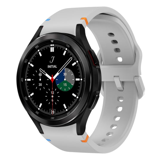 For Samsung Galaxy Watch 4 Classic 42 / 46mm Flat Sewing Design Silicone Watch Band(Light Gray) by bashfashion